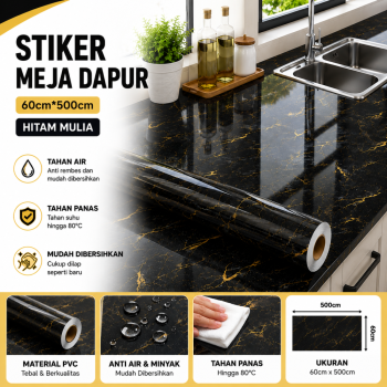 Stiker Meja Dapur 60cm*500cm - Hitam mulia