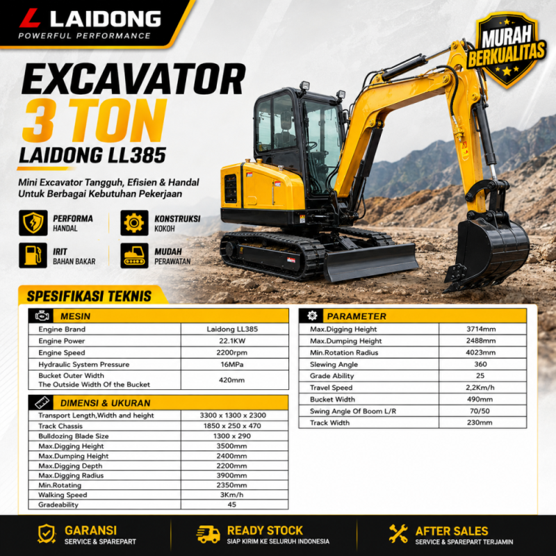 Excavator 3 Ton - Laidong LL385