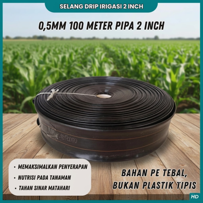Selang Tetes PE 2 inch - Ketebalan  0.55mm  - 100m/roll