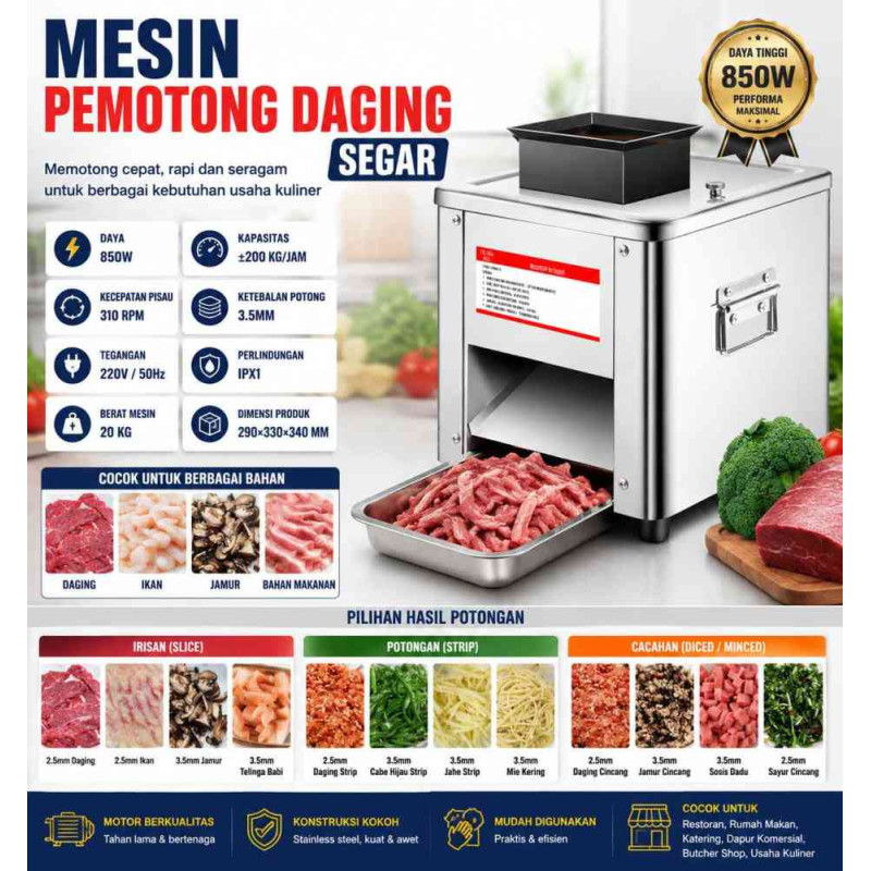 Mesin pemotong daging segar - ketebalan 3,5 mm