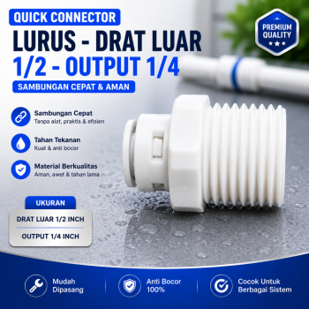 Quick Connector - Lurus - Drat Luar 1/2  - Output 1/4 