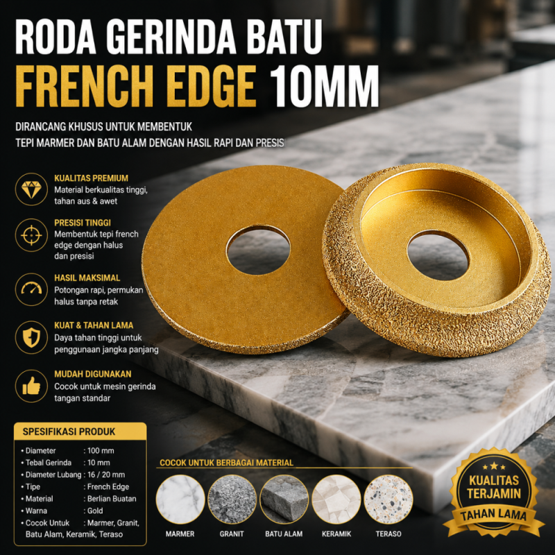 Batu gerinda marmer French edge 10mm
