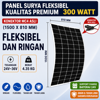 Flexible Solar Panel Surya - 36V-300WP (Untuk Sistem 24V)