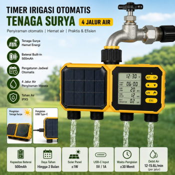 Solar water timer  -  four water valves 