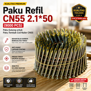 Refill Paku Staples - Coil Nailer CN55 2.1*50 (9000pcs) 