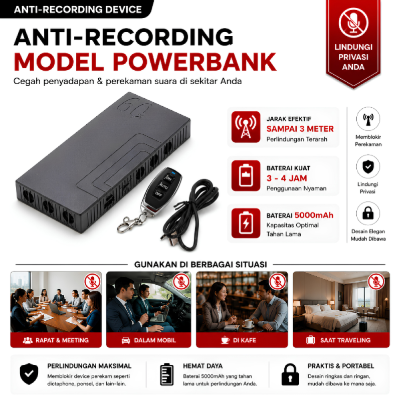 Anti Sadap & Voice Record Jammer (Portable Max 3m)