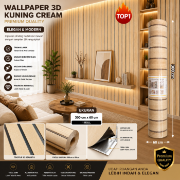 Wallpaper Busa 3D (Kuning Cream) - 60cm*3m