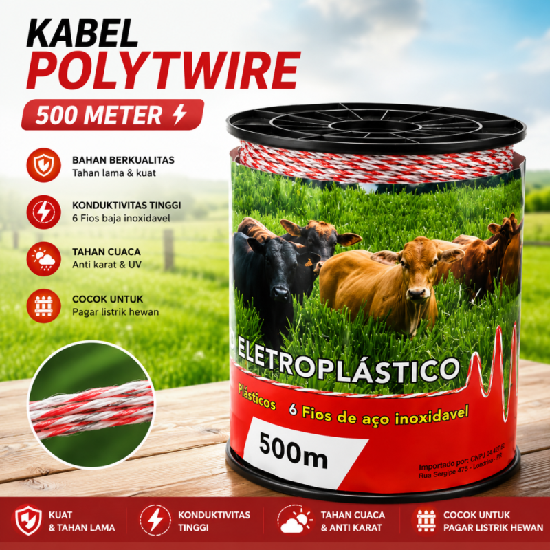 Polytwire - Tambang Pagar Listrik Ternak 500m/roll