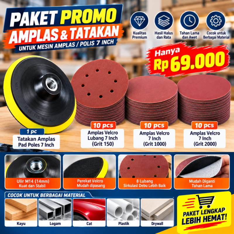 Packet Promo Tatakan Amplas / Pad Poles 7 Inch