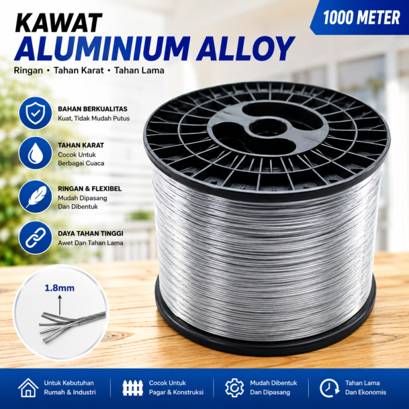 Kawat Aluminium - Aluminum Alloy 1.8mm Anti Karat 1000m/Roll