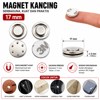 Magnet Neodymium - Tipe Kancing - Nickel Badge 17MM