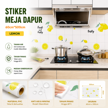 Stiker Meja Dapur 60cm*500cm - Lemon
