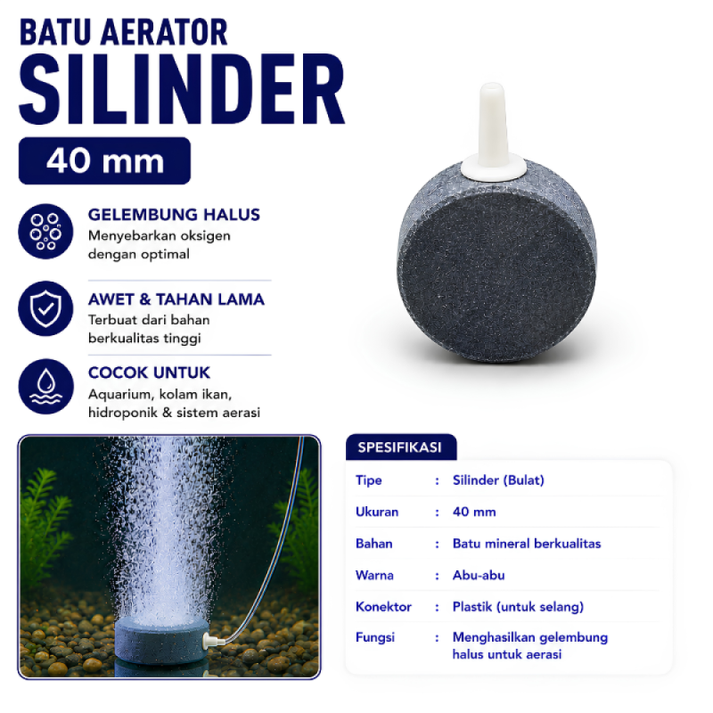 Batu Silinder Aerator 40*15*4mm