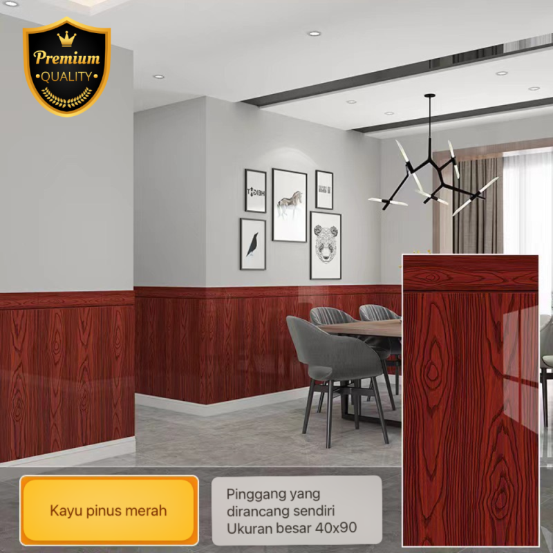 Wallpaper PVC Foam Ukuran 40*90cm (Kayu Pinus Merah)
