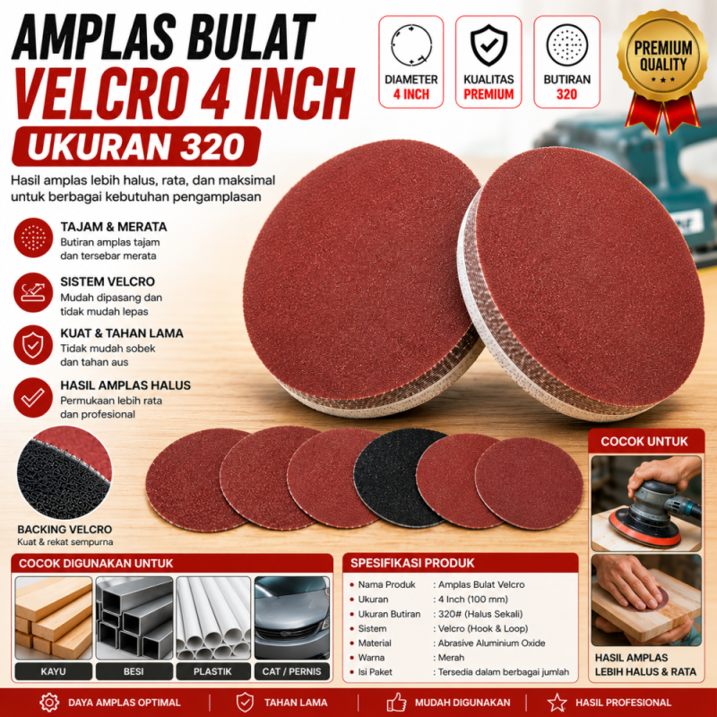 Amplas Bulat Velcro 4 Inch - no. 320