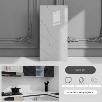 Wallpaper PVC Foam Ukuran 30*60cm (Putih Yas)