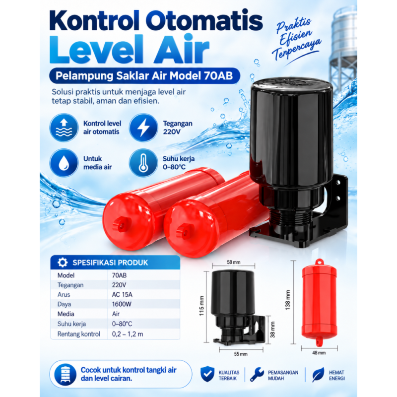 Float Switch / Pelampung Otomatis Tangki Air