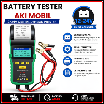 Digital Multi Tester Baterai Aki 12-24V + Printer Label DY2015C 