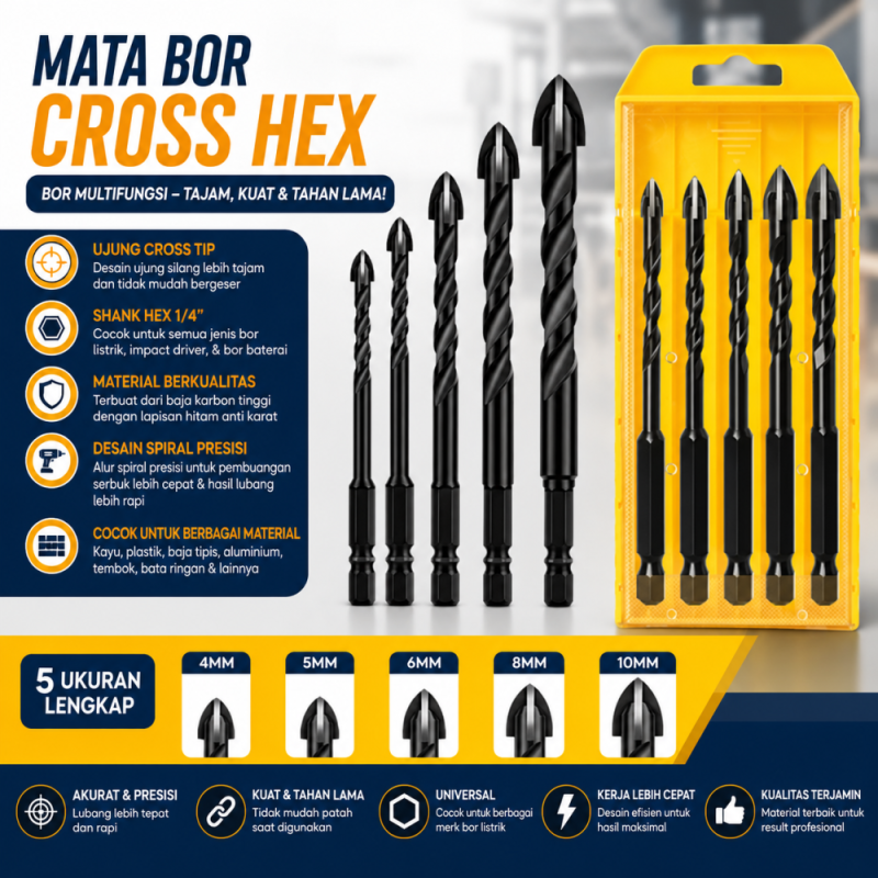 Mata Bor - Drill Bit Cross Hex