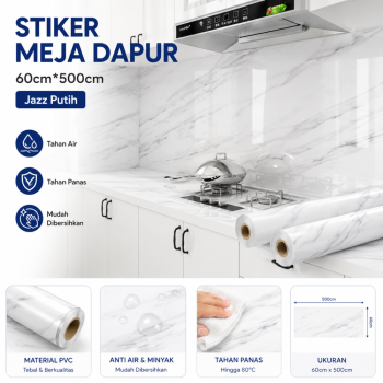 Stiker Meja Dapur 60cm*500cm - Jazz Putih