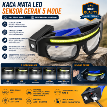 Kaca Mata LED Sensor Gerak 5 Mode