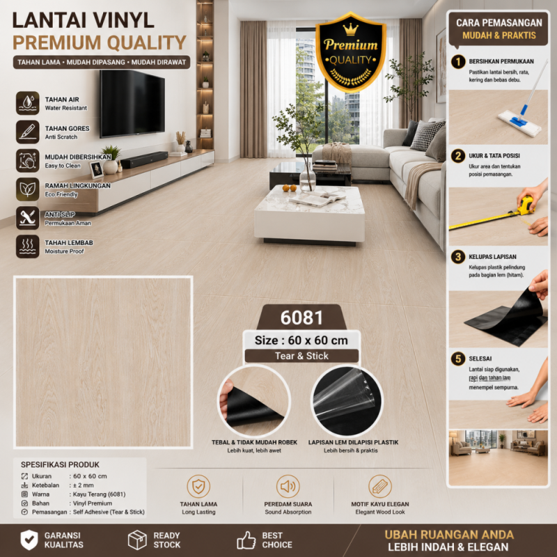 PVC Vynil Lantai 60*60cm (Keramik Granit) No.6081 /6m