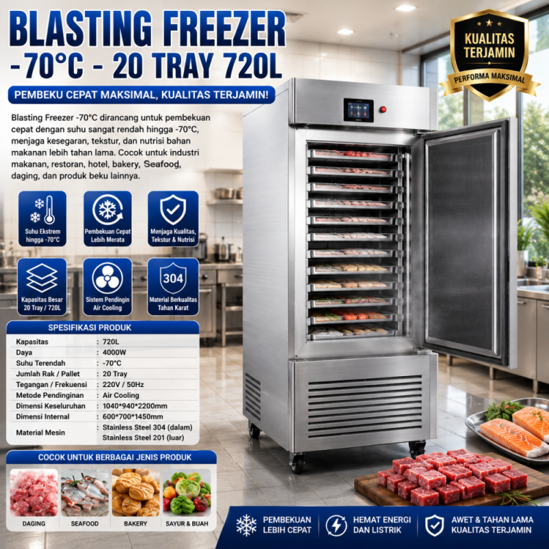 Freezer Pembeku Cepat - 70 derajat - 20 baki 720L