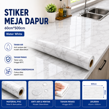 Stiker Meja Dapur 60cm*500cm - Water White