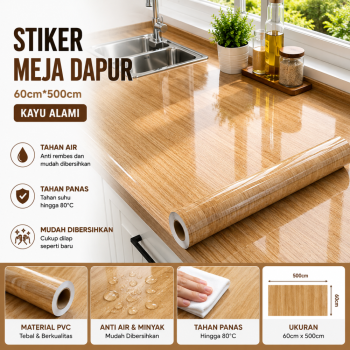 Stiker Meja Dapur 60cm*500cm - Kayu Alami