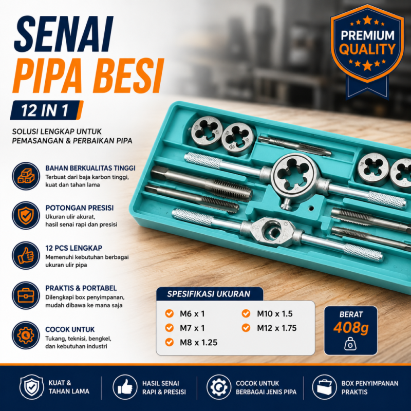 Pembuat Ulir Drat - Senai Pipa Besi 12 in 1