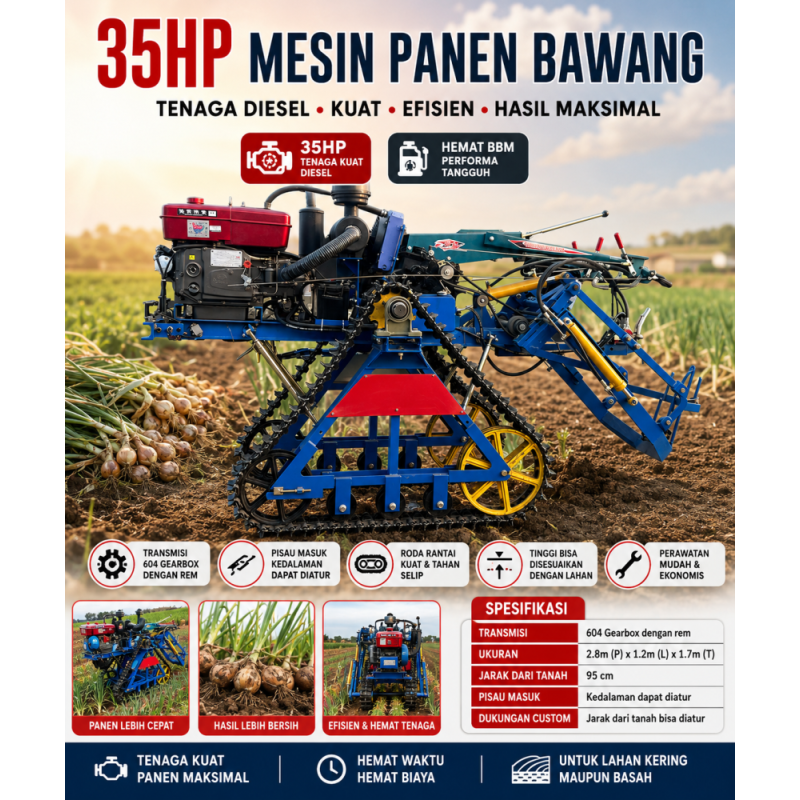 Mesin Pemanen Jahe - 35 HP Tenaga Diesel 