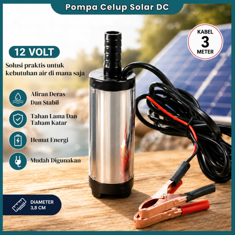 Pompa DC 12V + Jepit Buaya/Capitan Aki