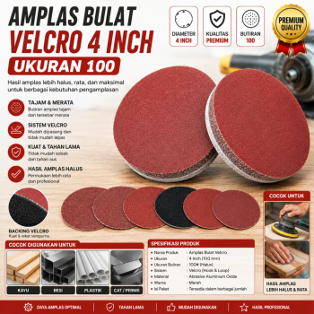Amplas Bulat Velcro 4 Inch - no. 100