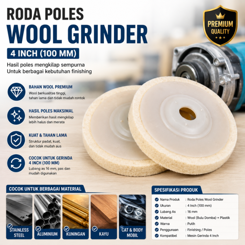 Mata Grinda Wol Poles 4 Inch - Polishing Wheel Wool