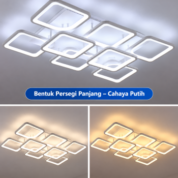 Lampu plafon akrilik 8 head remote control & Kontrol APP - cahaya putih 120W