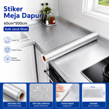 Stiker Meja Dapur 60cm*500cm - Kulit Jeruk Silver