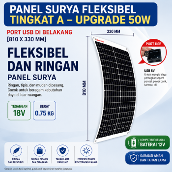 Flexible Solar Panel Surya 12V~18V 50 Watt