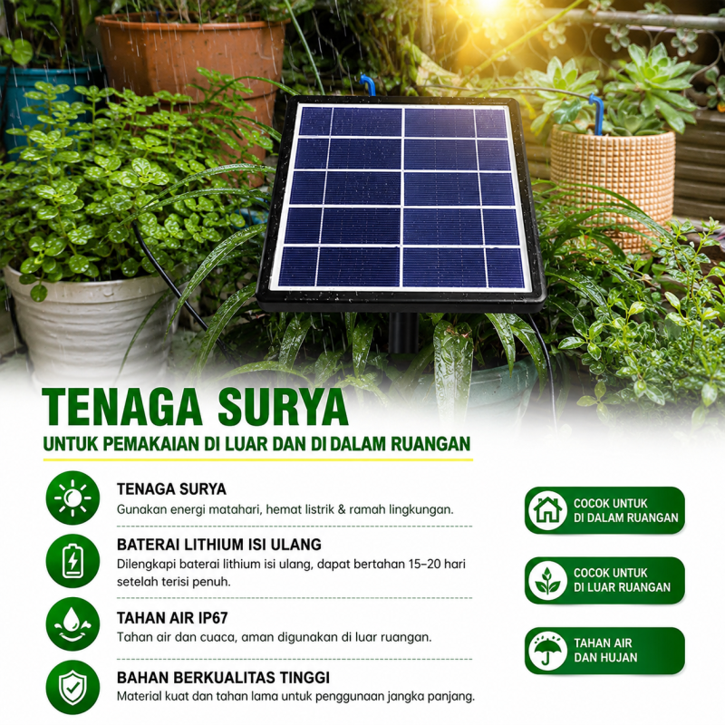 Kit Penyiram Tanaman Otomatis Tenaga Surya  (Paket 15 Jalur)