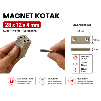 Magnet Neodymium - Kotak (Hole) 28*12*4mm
