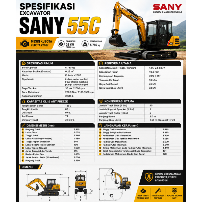 Excavator SANY - SY 55C
