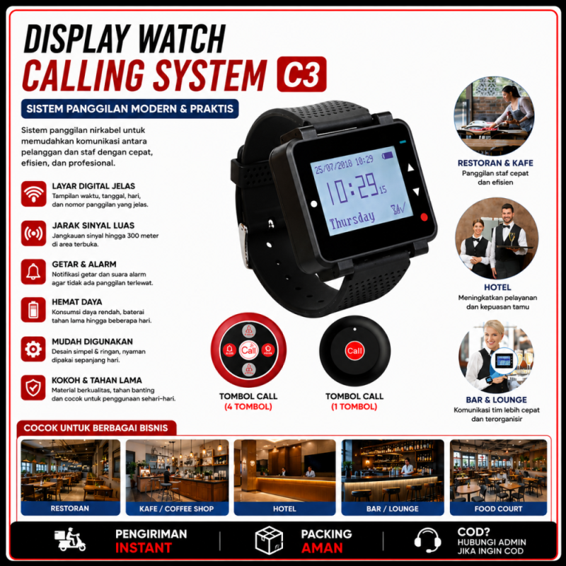 Sistem Panggil Pelayan - Jam Tangan Calling System