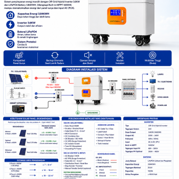 Penyimpanan Energi Inverter 3,6KW + Baterai 3,84KWH