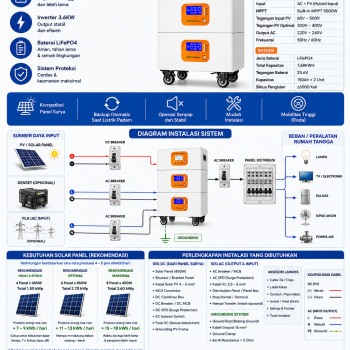 Penyimpanan Energi Inverter 3,6KW + Baterai 7,68KWH