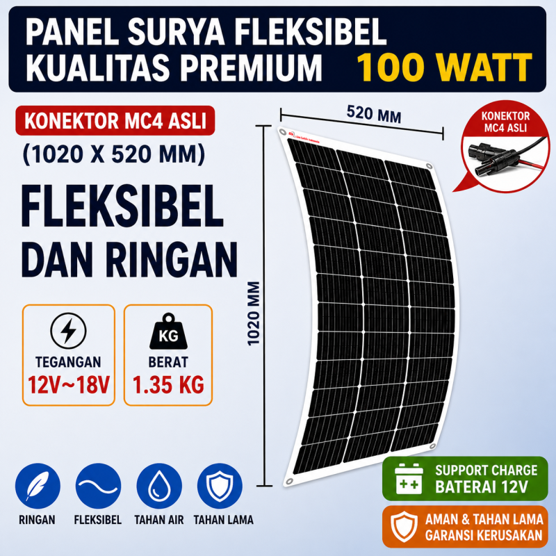 Flexible Solar Panel Surya 12V~18V 100 Watt
