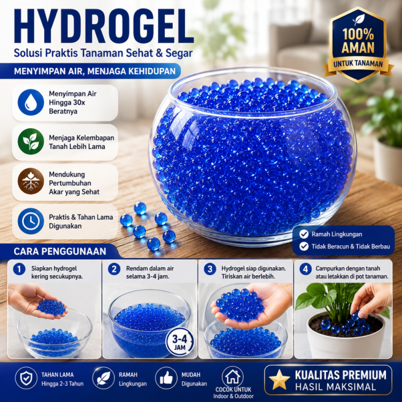 Kristal Air Hidrogel - Bio-Soil Hydrogel 1KG/Kantong (Warna Biru)