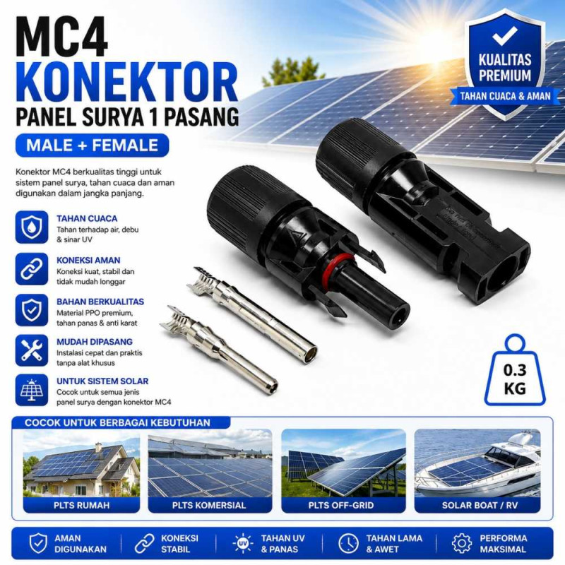 Konektor MC4 1 to 1 (Set Male-Female) Solar Panel