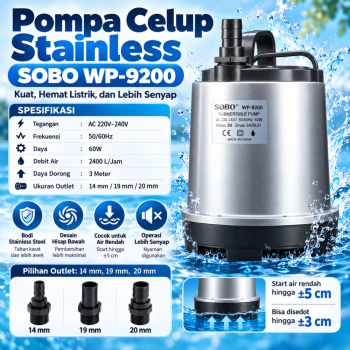 Pompa Celup Stainless Sobo WP-9200 AC220V/60W 