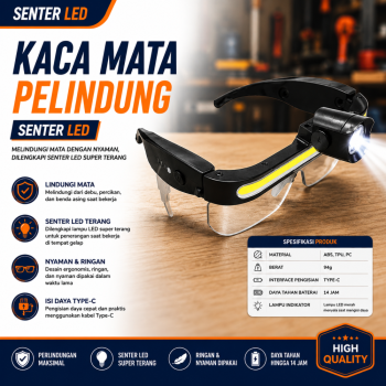 Kaca Mata Pelindung + Senter LED
