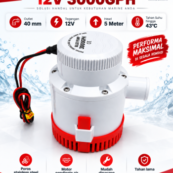 Pompa Kuras - Bilge Pump 3000GPH 12V/15A 180Watt