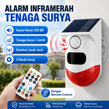 Alarm Inframerah Tenaga Surya dengan Remote Control